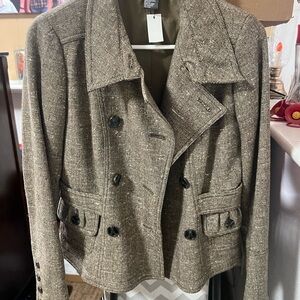 Per Se Brown Tweed Double-Breasted Blazer